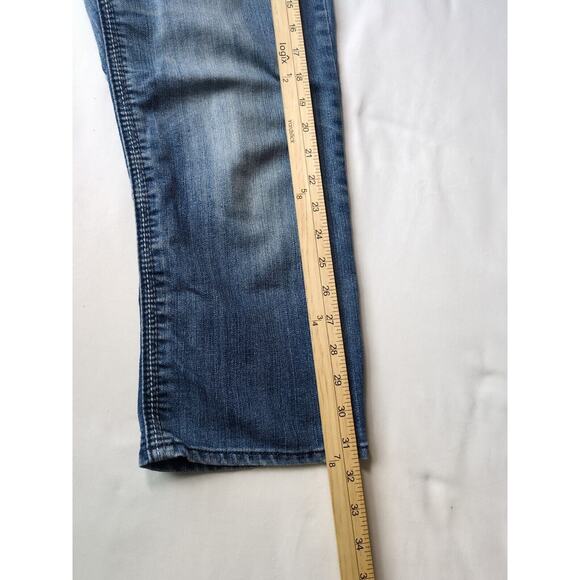 Hydraulic Jeans Capri Stretch Women's SZ 5/6‎ Blue Denim Distressed Thick Stitch - Picture 5 of 8